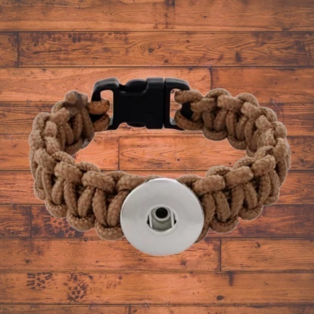 Brown Rope Snap Button Bracelet